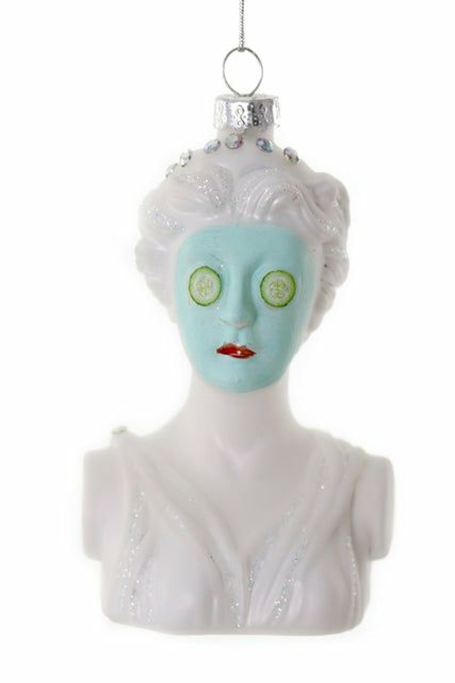 Christmas * | Cody Foster & Co. Christmas Stress Free Cucumber Face Mask Ornament 4.5