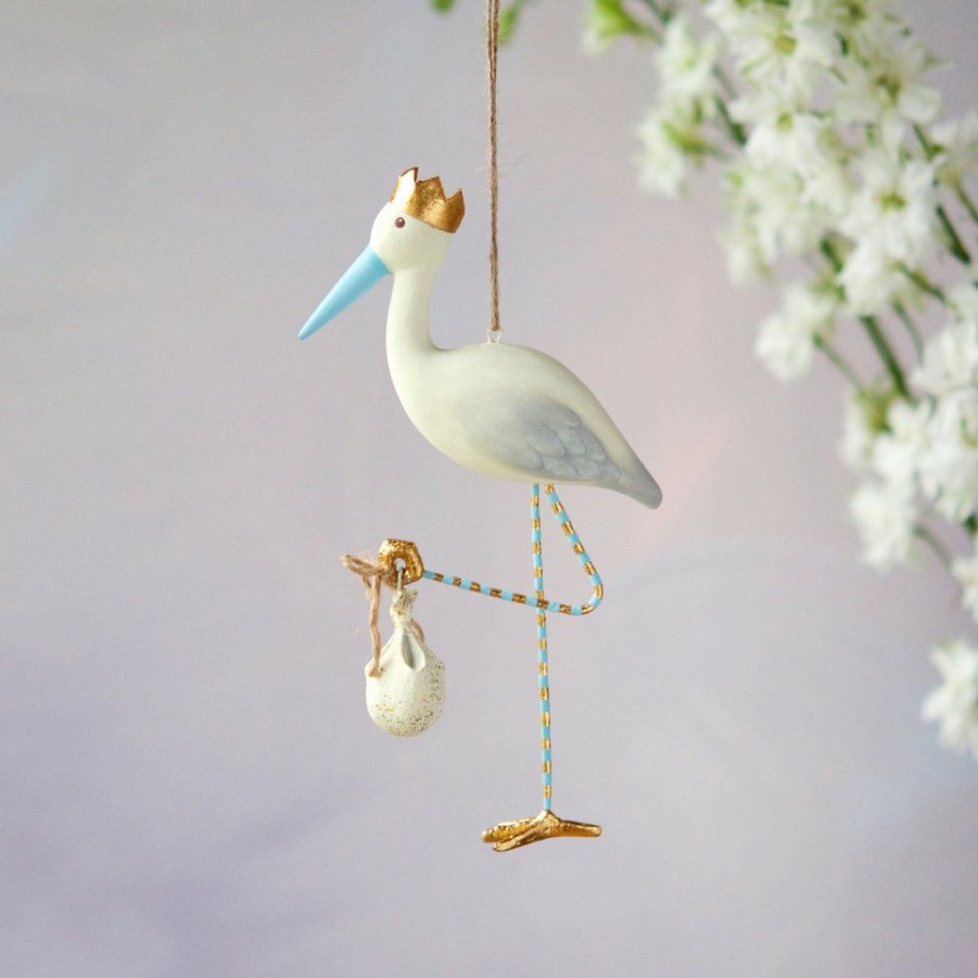 Christmas * | Glitterville Studios Blue Royal Stork Ornament 7 Christmas