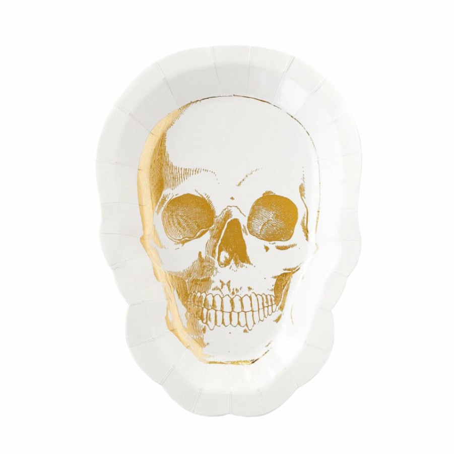 Halloween * | My Mind'S Eye Party Happy Haunting Skull Shaped Plates 8