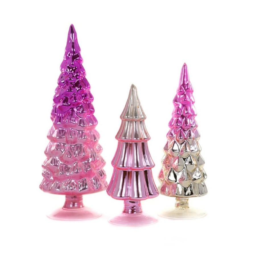 Christmas * | Cody Foster & Co. Christmas Preorder: Multi Color Pink Hue Trees (Set Of 3)