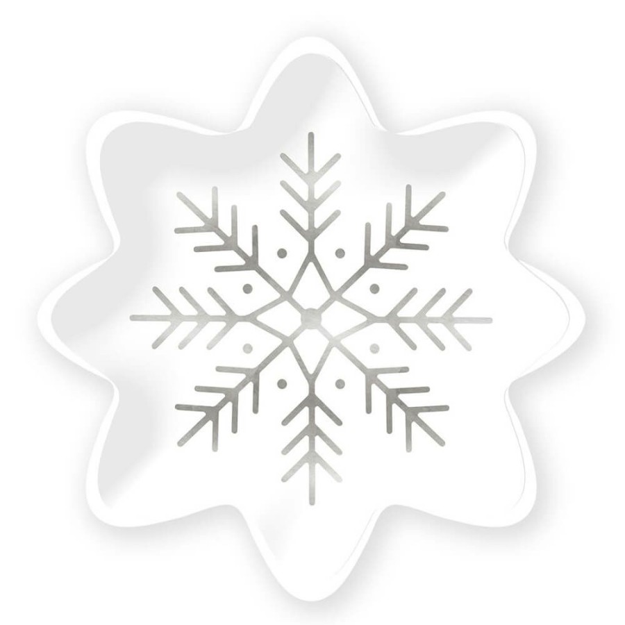 Christmas * | My Mind'S Eye Winter White Snowflake-Shaped Plates 8 Party