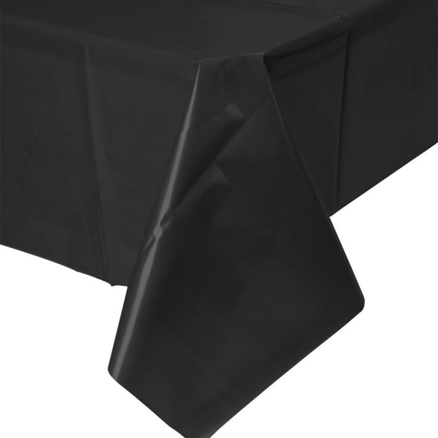 Halloween * | Table Coverings Black Plastic Table Cover Party