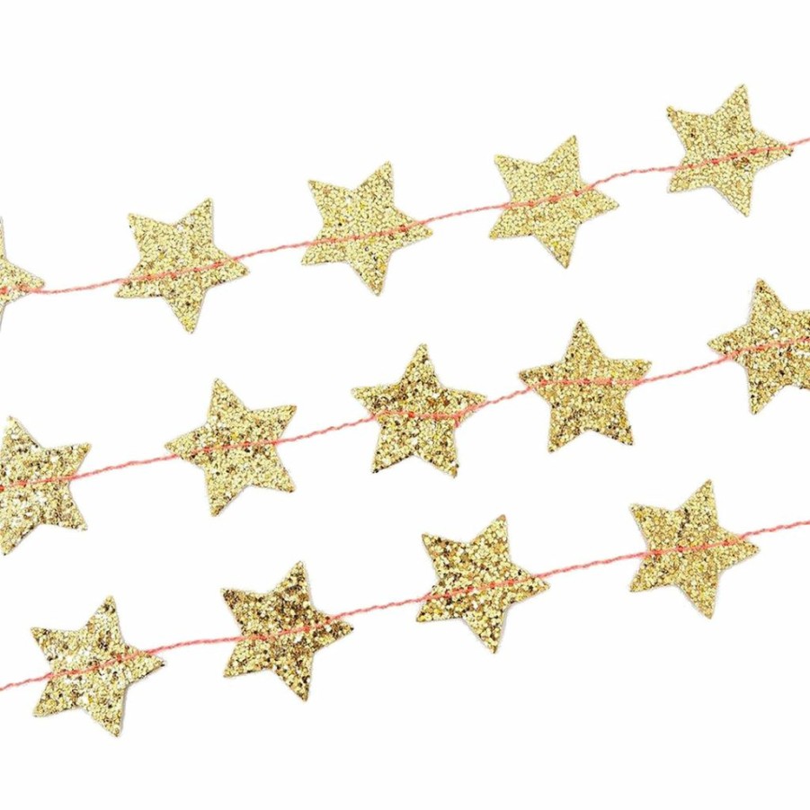 Christmas * | Meri Meri Party Glittered Gold Star Mini Garland