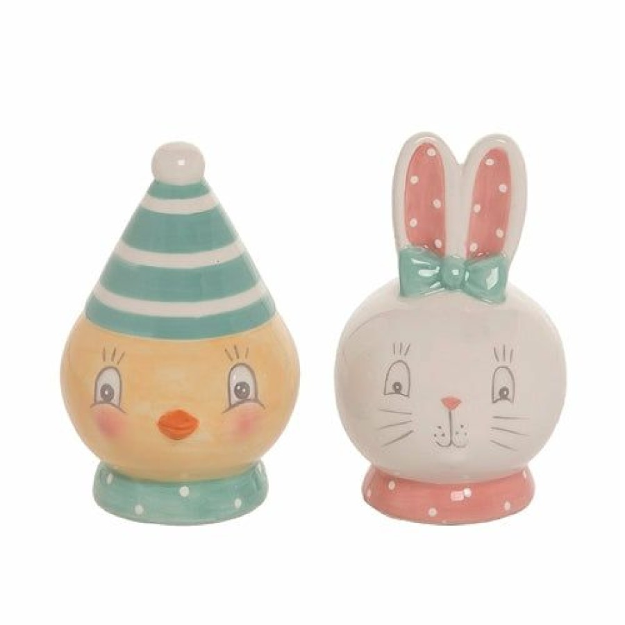 Easter * | Transpac Imports Johanna Parker Easter Dottie Chick & Bunny Salt & Pepper Shakers Set