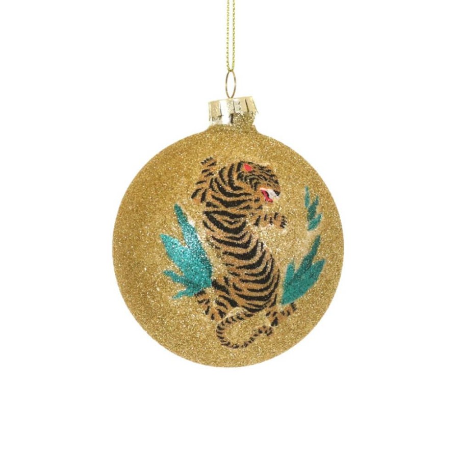 Christmas * | Cody Foster & Co. Preorder: Gold Glittered Tiger Bauble, 4