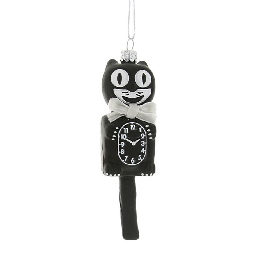 Christmas * | Cody Foster & Co. Black Retro Cat Clock Ornament 5 Christmas