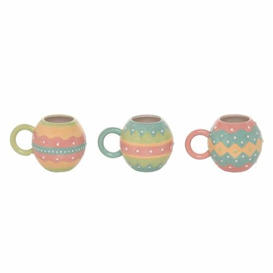 Easter * | Transpac Imports Johanna Parker Easter Dottie Spring Egg Mug Set (Set Of 3)