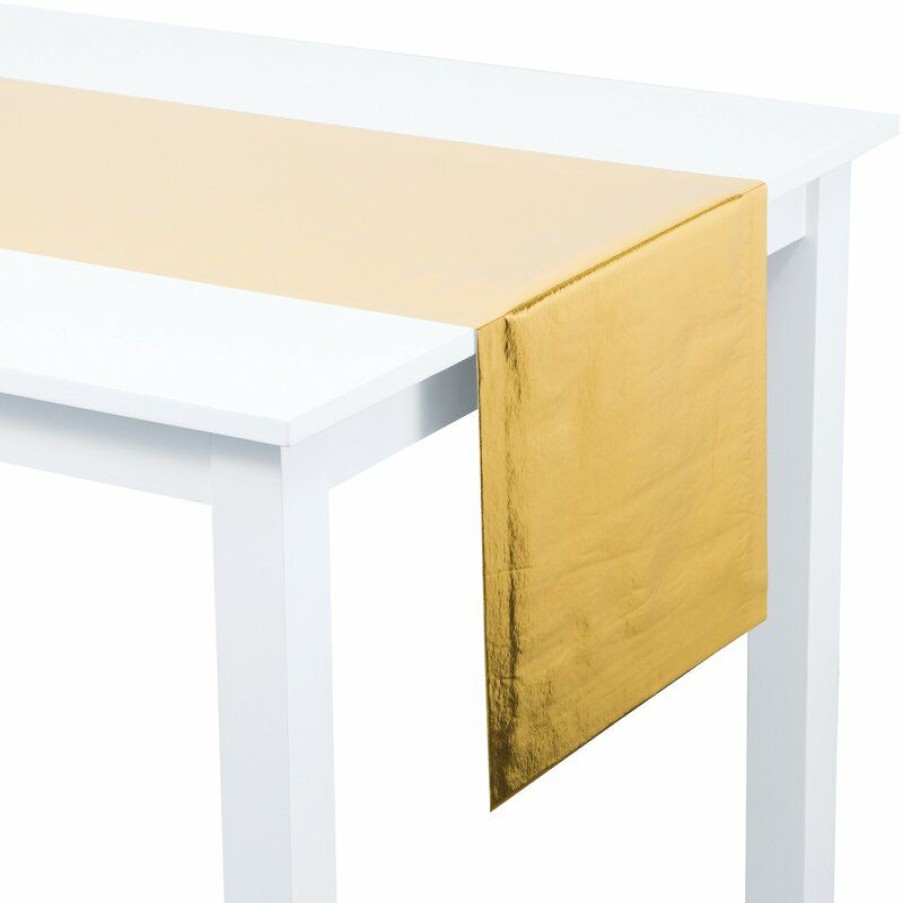 Christmas * | Table Coverings Party Metallic Gold Table Runner