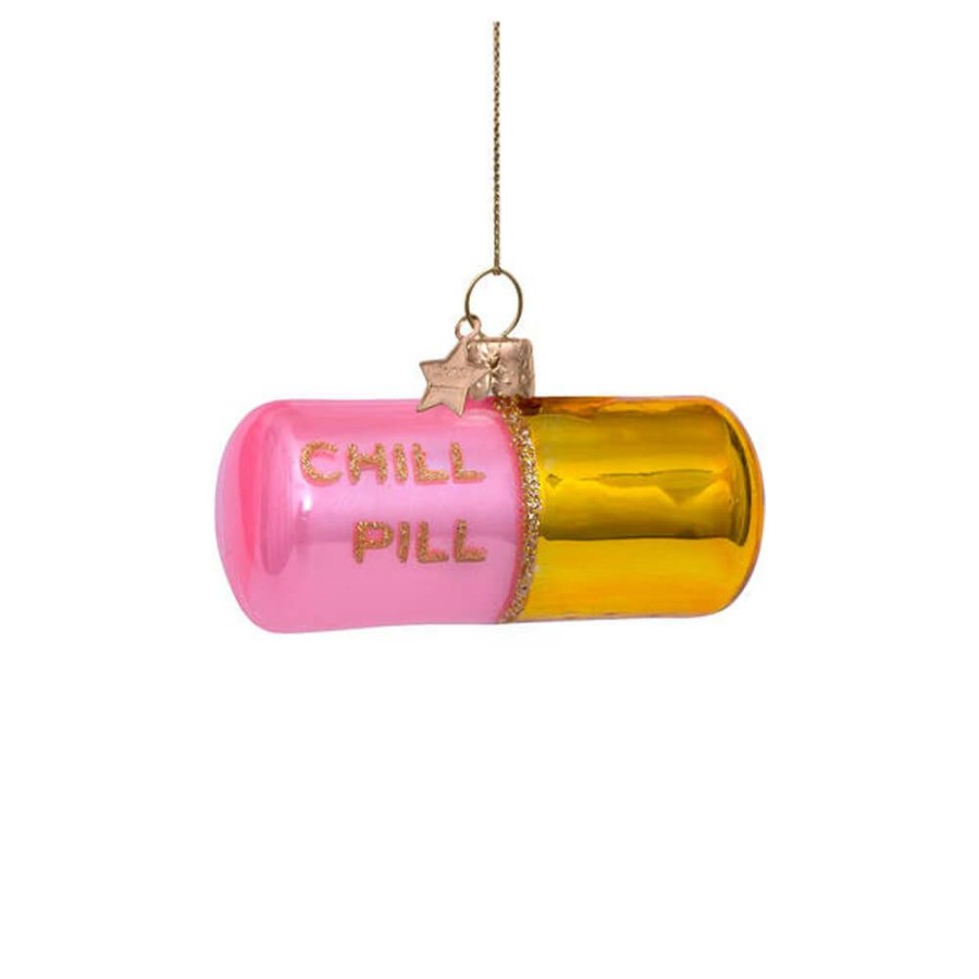 Christmas * | Vondels Pink / Gold Chill Pill Ornament Christmas