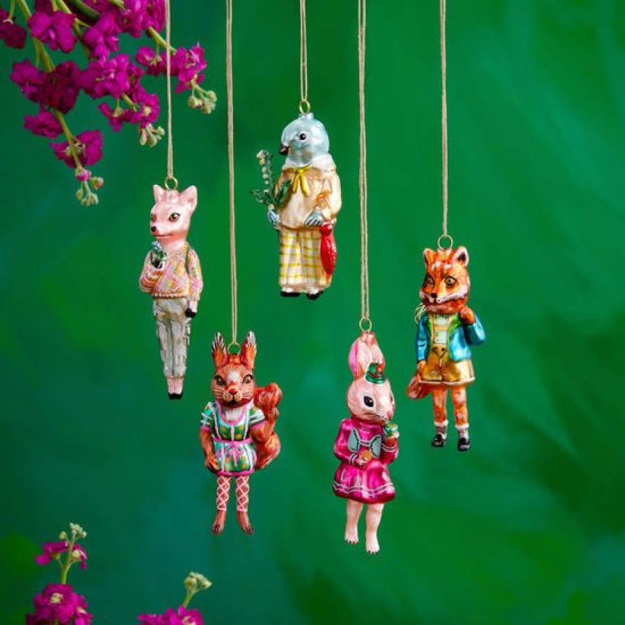 Christmas * | Glitterville Studios Nathalie Lete Dressed Woodland Animal Ornaments Christmas