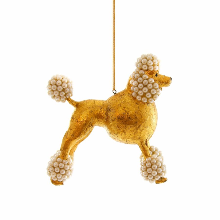 Christmas * | Cody Foster & Co. Christmas Gold Beaded Poodle Ornament 4.5