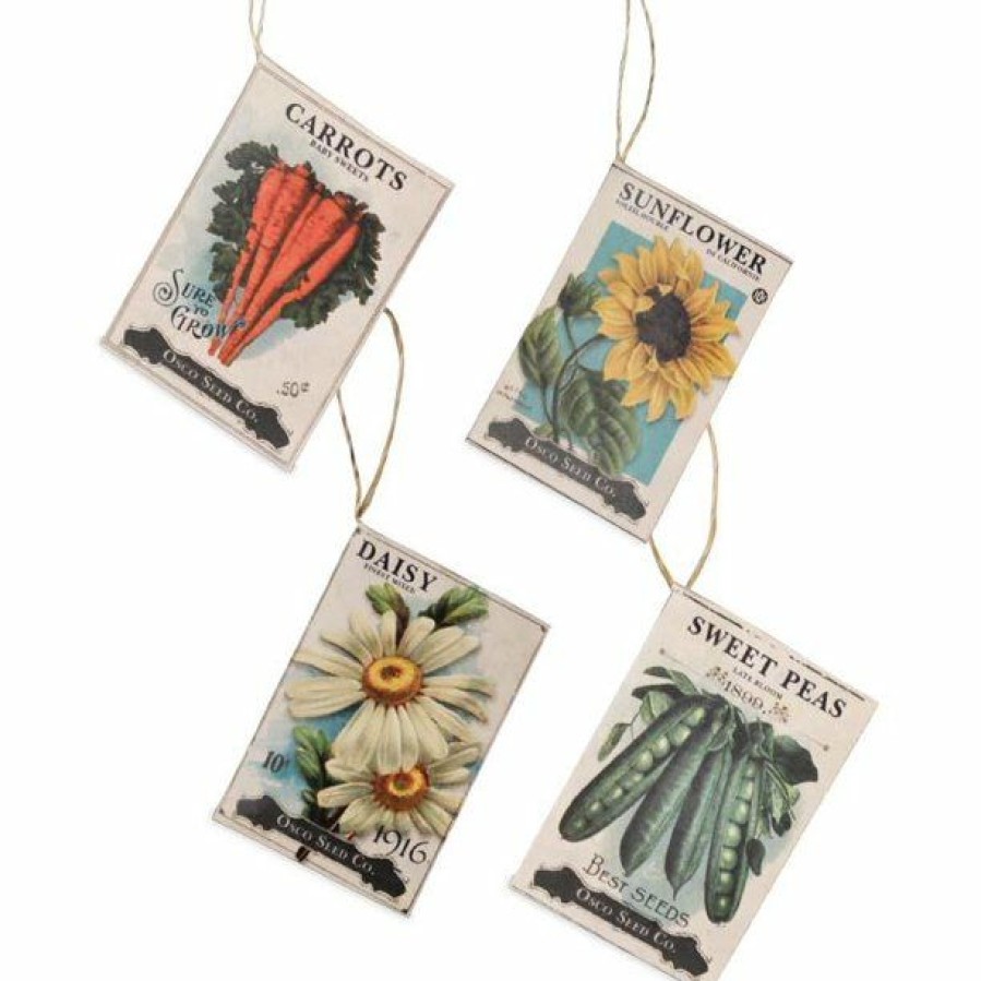 Christmas * | Bethany Lowe Ornaments Spring Seed Packet Ornament Set (Set Of 4)