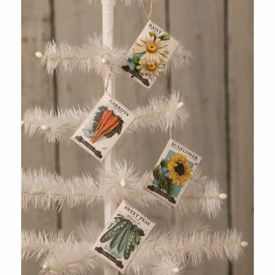 Christmas * | Bethany Lowe Ornaments Spring Seed Packet Ornament Set (Set Of 4)