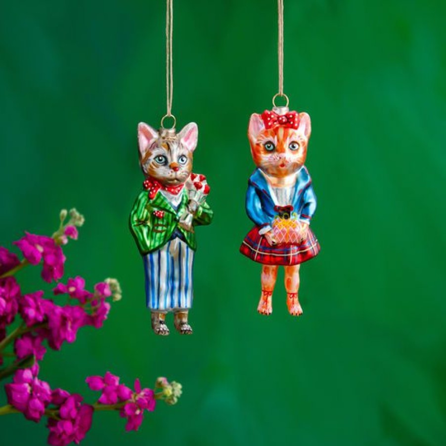 Christmas * | Glitterville Studios Nathalie Lete Dressed Fancy Feline Ornament