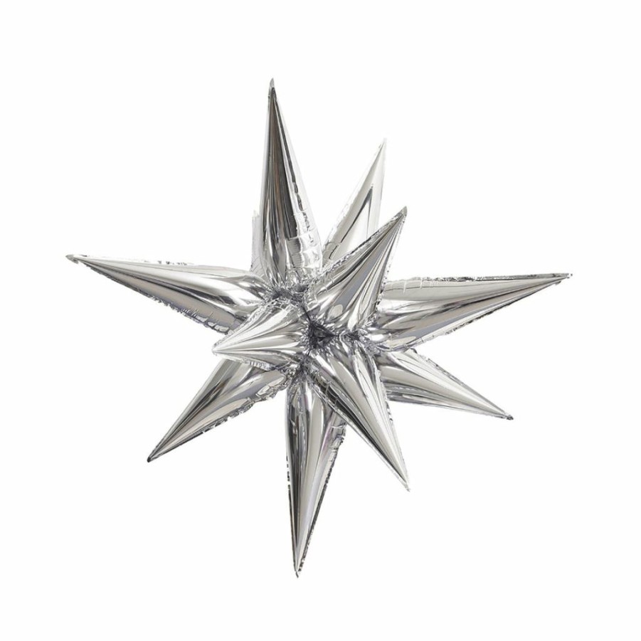 Christmas * | Unique Silver Star-Burst Foil Balloon 27.5