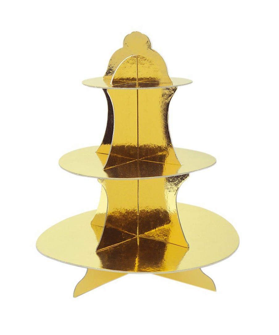 Christmas * | Bubblegum Market Shiny Metallic Gold Cupcake Stand Party